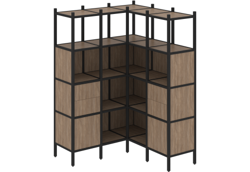 Стеллаж угловой внутренний вариант 33 Европа, цвет дуб аризона + черный