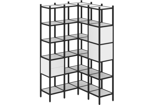 Стеллаж угловой внутренний вариант 34 Европа, цвет белый бриллиант + черный