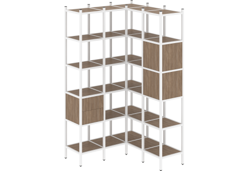 Стеллаж угловой внутренний вариант 34 Европа, цвет дуб аризона + белый