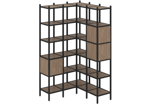 Стеллаж угловой внутренний вариант 34 Европа, цвет дуб аризона + черный