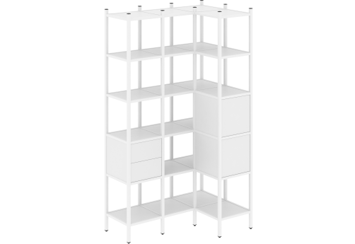 Стеллаж угловой внутренний вариант 35 Европа, цвет белый бриллиант + белый