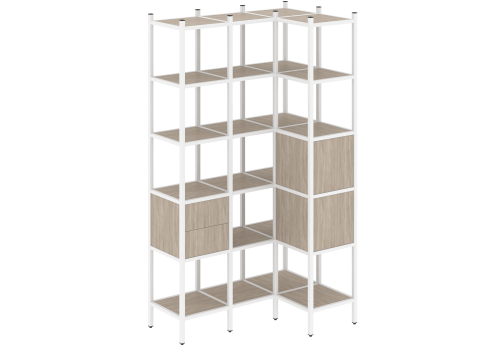 Стеллаж угловой внутренний вариант 35 Европа, цвет дуб аттик + белый