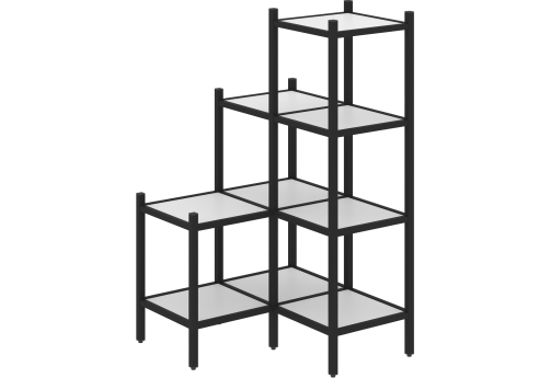 Стеллаж угловой внутренний вариант 36 Европа, цвет белый бриллиант + черный