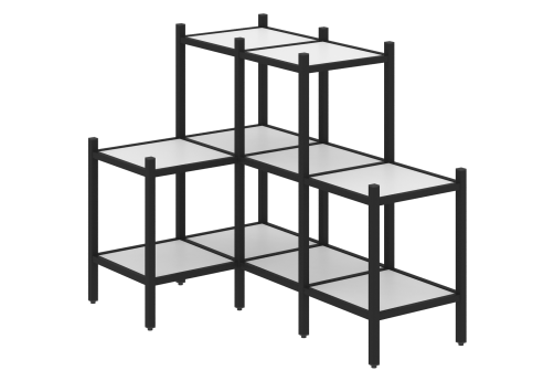 Стеллаж угловой внутренний вариант 37 Европа, цвет белый бриллиант + черный