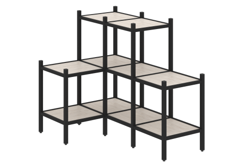 Стеллаж угловой внутренний вариант 37 Европа, цвет денвер светлый + черный