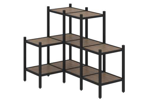 Стеллаж угловой внутренний вариант 37 Европа, цвет дуб аризона + черный