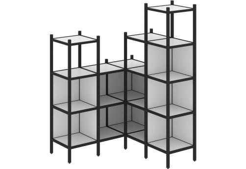 Стеллаж угловой внутренний вариант 39 Европа, цвет белый бриллиант + черный