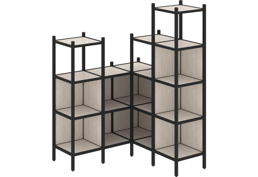 Стеллаж угловой внутренний вариант 39 Европа, цвет денвер светлый + черный