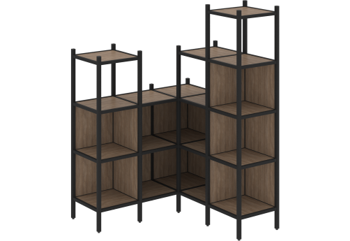 Стеллаж угловой внутренний вариант 39 Европа, цвет дуб аризона + черный