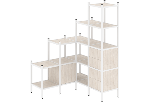 Стеллаж угловой внутренний вариант 40 Европа, цвет денвер светлый + белый