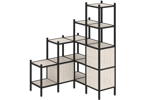 Стеллаж угловой внутренний вариант 40 Европа, цвет денвер светлый + черный