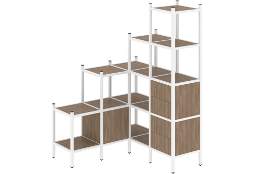 Стеллаж угловой внутренний вариант 40 Европа, цвет дуб аризона + белый