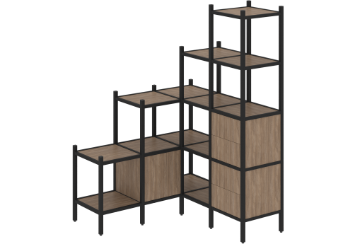 Стеллаж угловой внутренний вариант 40 Европа, цвет дуб аризона + черный