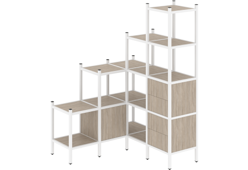 Стеллаж угловой внутренний вариант 40 Европа, цвет дуб аттик + белый
