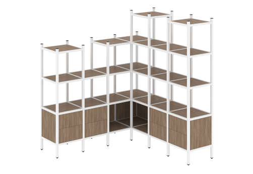 Стеллаж угловой внутренний вариант 41 Европа, цвет дуб аризона + белый