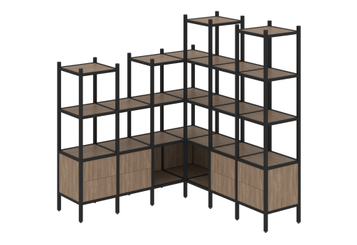 Стеллаж угловой внутренний вариант 41 Европа, цвет дуб аризона + черный