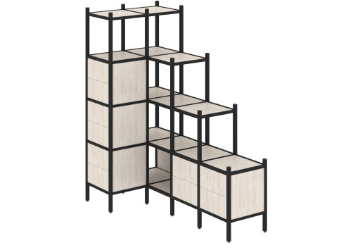 Стеллаж угловой внутренний вариант 42 Европа, цвет денвер светлый + черный