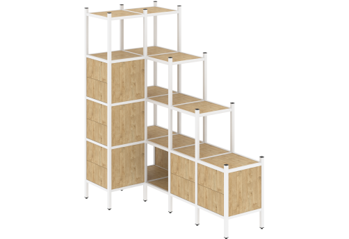 Стеллаж угловой внутренний вариант 42 Европа, цвет тиквуд светлый + белый