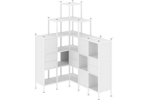 Стеллаж угловой внутренний вариант 43 Европа, цвет белый бриллиант + белый