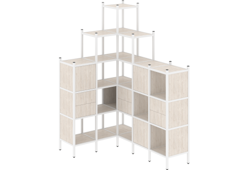 Стеллаж угловой внутренний вариант 43 Европа, цвет денвер светлый + белый