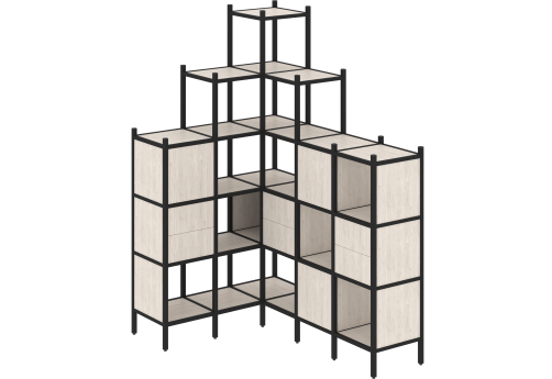 Стеллаж угловой внутренний вариант 43 Европа, цвет денвер светлый + черный