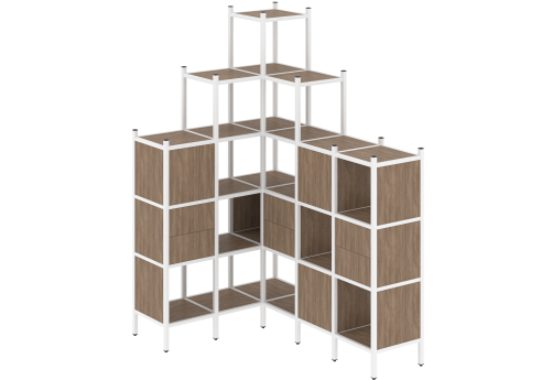 Стеллаж угловой внутренний вариант 43 Европа, цвет дуб аризона + белый