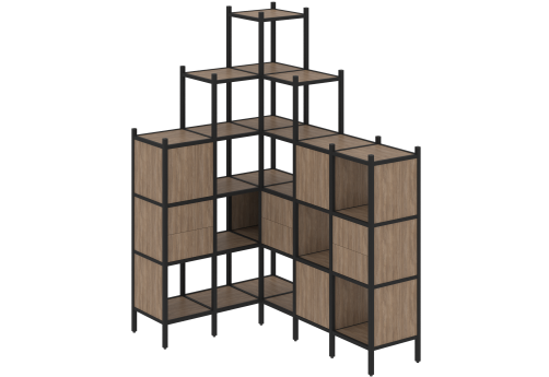 Стеллаж угловой внутренний вариант 43 Европа, цвет дуб аризона + черный