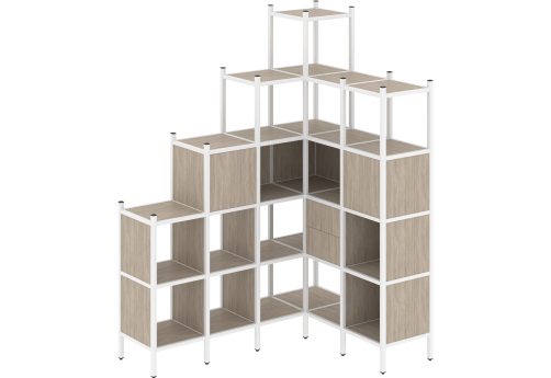 Стеллаж угловой внутренний вариант 44 Европа, цвет дуб аттик + белый