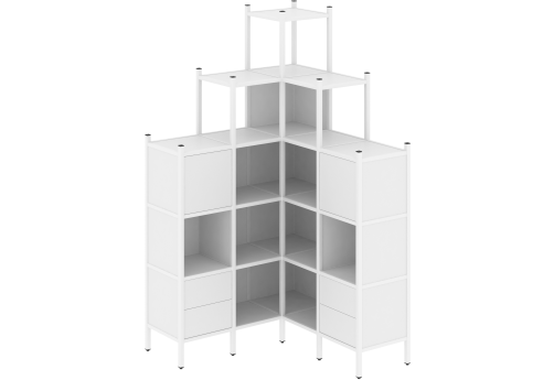 Стеллаж угловой внутренний вариант 45 Европа, цвет белый бриллиант + белый