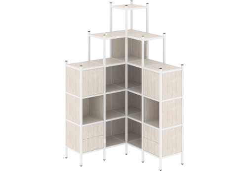 Стеллаж угловой внутренний вариант 45 Европа, цвет денвер светлый + белый