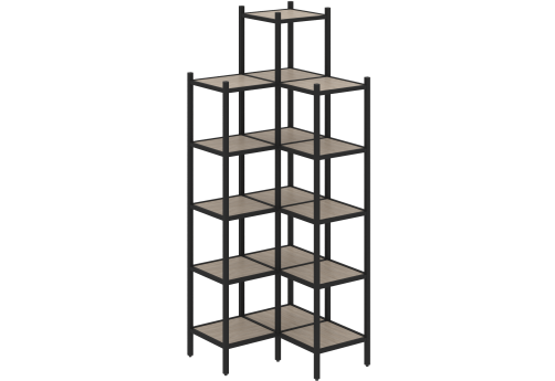 Стеллаж угловой внутренний вариант 46 Европа, цвет дуб аттик + черный