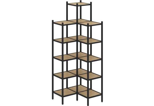 Стеллаж угловой внутренний вариант 46 Европа, цвет тиквуд светлый + черный