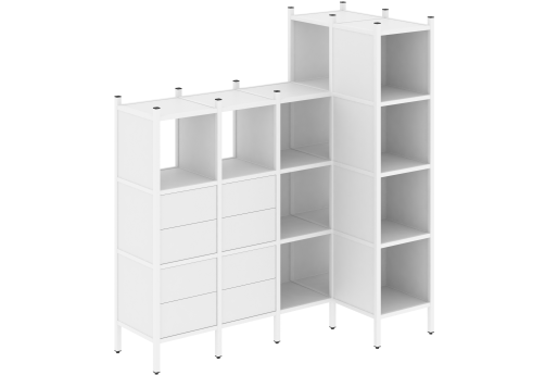 Стеллаж угловой внутренний вариант 47 Европа, цвет белый бриллиант + белый