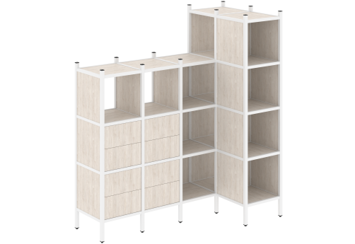 Стеллаж угловой внутренний вариант 47 Европа, цвет денвер светлый + белый