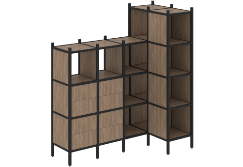 Стеллаж угловой внутренний вариант 47 Европа, цвет дуб аризона + черный