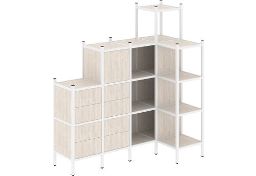 Стеллаж угловой внутренний вариант 48 Европа, цвет денвер светлый + белый