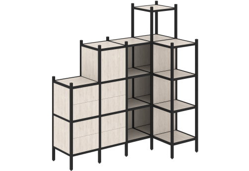 Стеллаж угловой внутренний вариант 48 Европа, цвет денвер светлый + черный