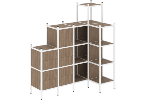 Стеллаж угловой внутренний вариант 48 Европа, цвет дуб аризона + белый