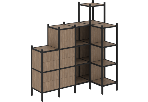 Стеллаж угловой внутренний вариант 48 Европа, цвет дуб аризона + черный