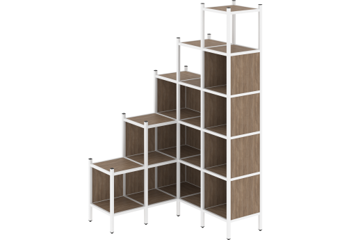 Стеллаж угловой внутренний вариант 49 Европа, цвет дуб аризона + белый