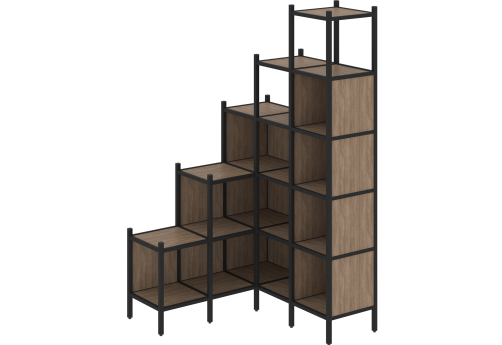 Стеллаж угловой внутренний вариант 49 Европа, цвет дуб аризона + черный