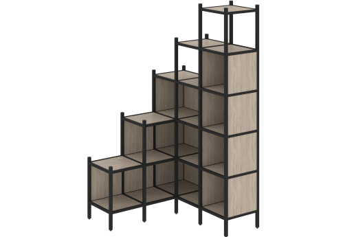 Стеллаж угловой внутренний вариант 49 Европа, цвет дуб аттик + черный