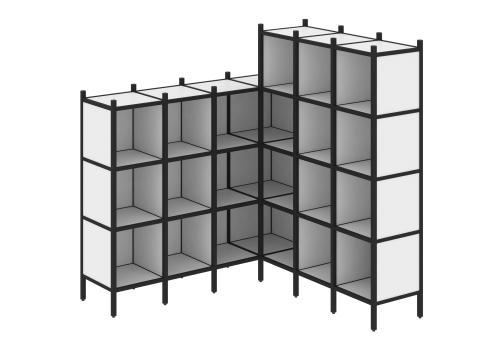 Стеллаж угловой внутренний вариант 50 Европа, цвет белый бриллиант + черный