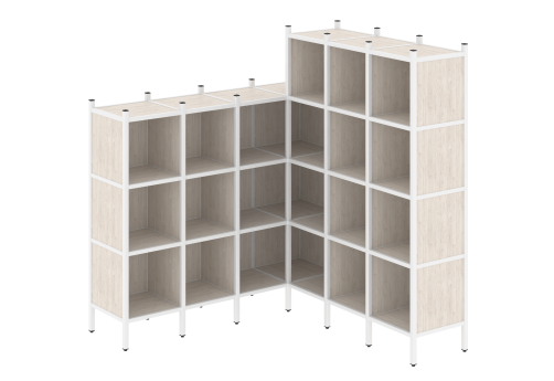 Стеллаж угловой внутренний вариант 50 Европа, цвет денвер светлый + белый