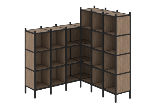 Стеллаж угловой внутренний вариант 50 Европа, цвет дуб аризона + черный