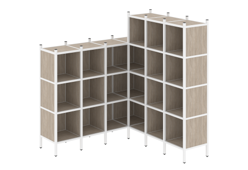 Стеллаж угловой внутренний вариант 50 Европа, цвет дуб аттик + белый