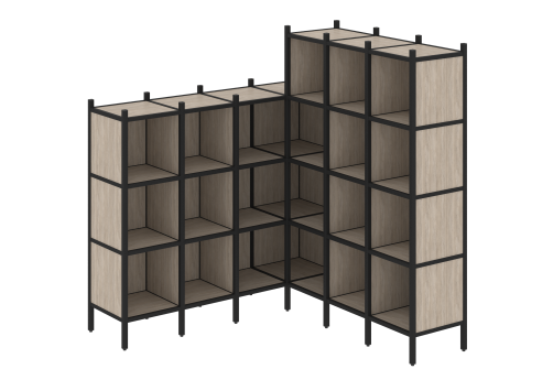 Стеллаж угловой внутренний вариант 50 Европа, цвет дуб аттик + черный