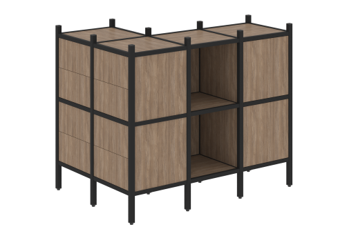 Стеллаж угловой внешний вариант 51 Европа, цвет дуб аризона + черный