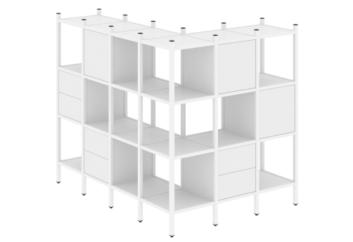 Стеллаж угловой внешний вариант 52 Европа, цвет белый бриллиант + белый