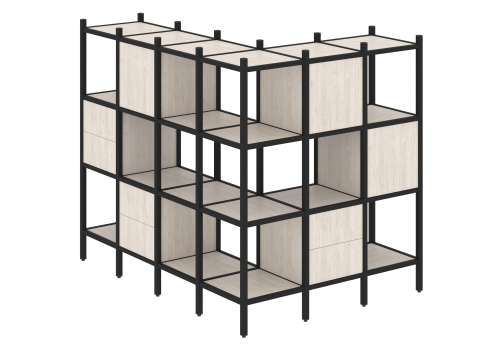 Стеллаж угловой внешний вариант 52 Европа, цвет денвер светлый + черный